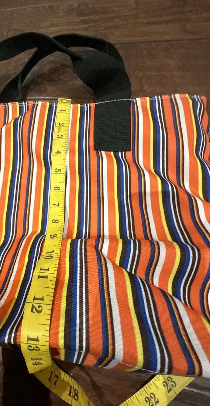 Roberta Freymann New York Multicolored Striped Canvas Tote Bag - Picture 5 of 8